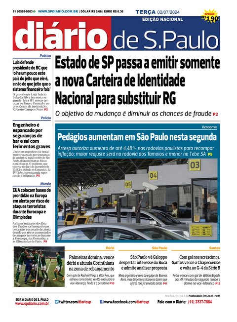 Capa Jornal Jornal Impresso – 02/07/2024