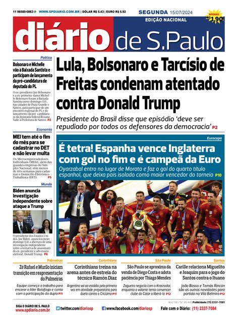 Capa Jornal Jornal Impresso – 15/07/2024