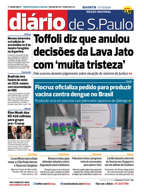 Capa Jornal Jornal Impresso – 17/10/2024