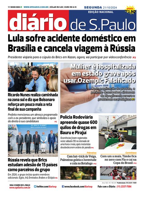 Capa Jornal Jornal Impresso – 21/10/2024