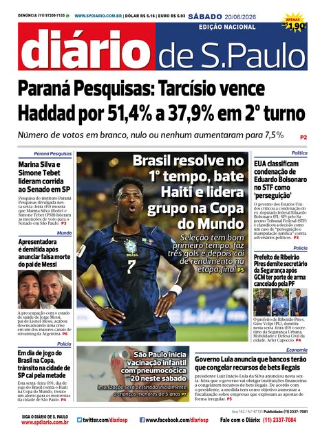 Capa Jornal Jornal Impresso – 20/06/2026