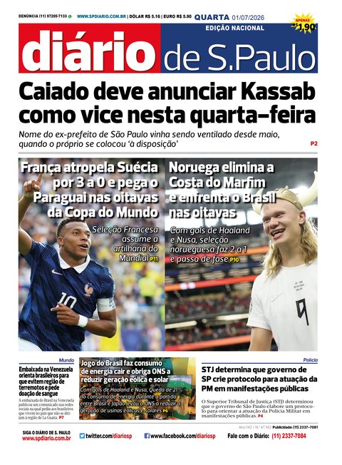 Capa Jornal Jornal Impresso – 01/07/2026