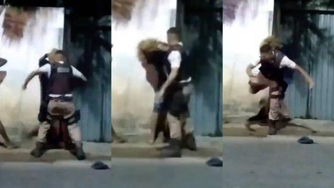 Apesar de vídeo mostrando fato, PM nega ter agredido jovem em Salvador