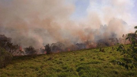 Incêndio em área de vegetação mobiliza Guarda e bombeiros em Araçoiaba da Serra