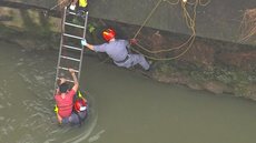 Bombeiros resgatam homem que caiu no Rio Tamanduateí