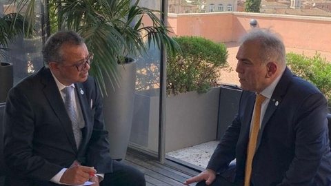 Marcelo Queiroga se encontra com o diretor da OMS, Tedros Adhanom