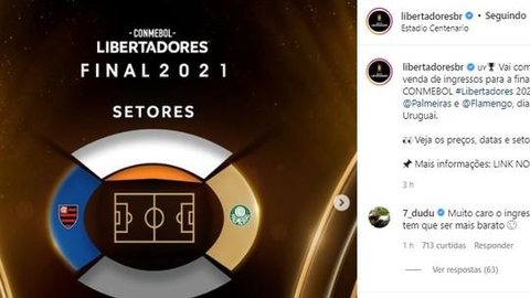 Dudu, do Palmeiras, reclama do preço dos ingressos da final em perfil da Libertadores: “Muito caro, tem que ser mais barato”
