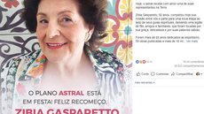 Zíbia Gasparetto morre em São Paulo aos 92 anos