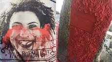 Em SP, monumento a Mariguella é coberto com tinta vermelha, e Escadão Marielle Franco, pichado com frase ‘Viva Borba Gato’