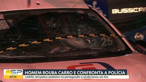 Homem rouba carro, atropela pedestre e ameaça policiais com faca na Zona Norte de SP