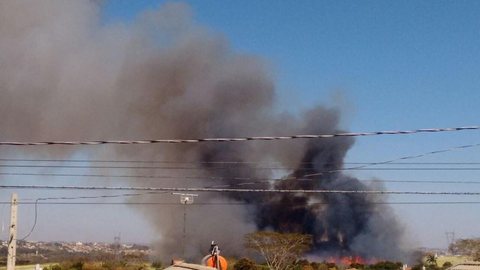 Incêndio atinge terreno e assusta moradores em Rio Preto