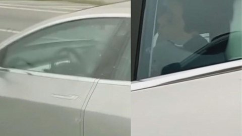 Motorista que viralizou dirigindo Tesla deitado em SP diz que é ‘assediado’ e se defende: ‘Não estava dormindo’