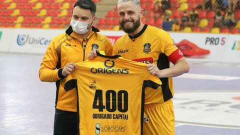 Rodrigo celebra marca de 400 jogos com a camisa do Sorocaba Futsal: “Gratificante”