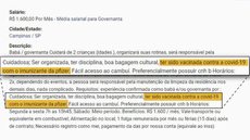 Site remove anúncio de vaga que exigia vacinação com Pfizer e bloqueia usuário de Campinas