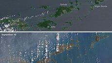 Imagens de satélite da Nasa mostram os efeitos devastadores do furacão Irma pelo Caribe