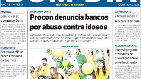 Capa do Jornal BOM DIA 05/07/2018