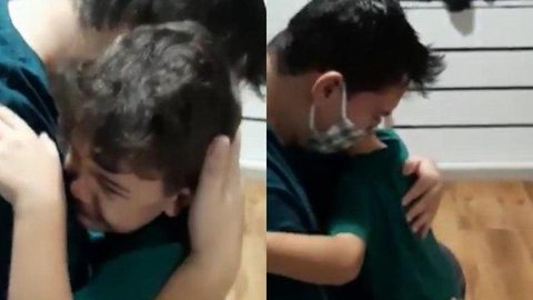 Reencontro de filho com pai recuperado da Covid-19 emociona internautas