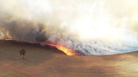 Incêndio atinge área de canavial e mobiliza Corpo de Bombeiros em Suzanápolis