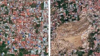 Antes e depois: Imagens de satélite mostram destruição na Indonésia após terremoto e tsunami