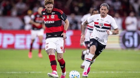 Léo Pereira abriu o placar para o Rubro-Negro, mas sofreu o empate no segundo tempo - Imagem: Reprodução/Victor Froes/Ag. F8/Folhapress