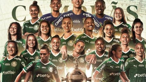 Na noite desta sexta-feira (28), a equipe feminina do Palmeiras tornou-se vencedor da Libertadores. - Imagem: reprodução I Twitter Palmeiras_FEM