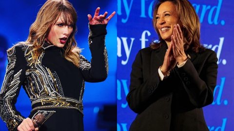 "Líder talentosa", afirma Taylor Swift ao declarar apoio a Kamala Harris - Imagem: Reprodução / Instagram / @taylorswift / @kamalaharris