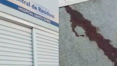 VÍDEO - líquido vermelho 'vaza' de hospital e deixa pedestres assustados - Imagem: reprodução redes sociais