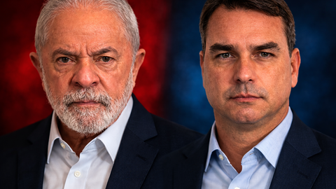 Pesquisa Quaest mostra empate inédito entre Lula e Flávio Bolsonaro em cenário de segundo turno para as eleições presidenciais. - Imagem: IA