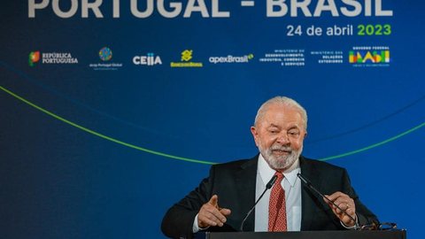 Presidente Lula no “Fórum Empresarial Portugal-Brasil", em Matosinhos, no noroeste do país europeu - Imagem: reprodução/Facebook