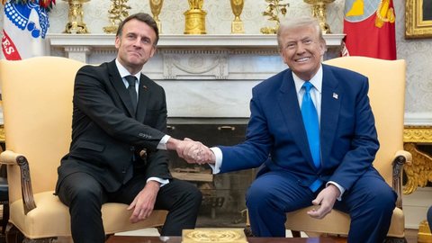 Macron expressa otimismo por trégua na Ucrânia em encontro com Trump - Imagem: Divulgação / Casa Branca
