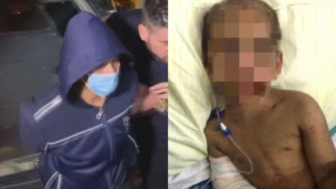 Mãe que espancou e fraturou costelas do filho dá explicação absurda para a polícia - Imagem: reprodução TV Tribuna