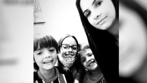 Priscila Oliveira e os três filhos, Danilo Junior, Savana Daniele e Guilherme - Imagem: reprodução/TV Globo