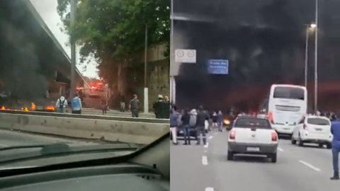 Bolsonaristas ateiam fogo em pneus e bloqueiam Marginal Tietê - Imagem: reprodução