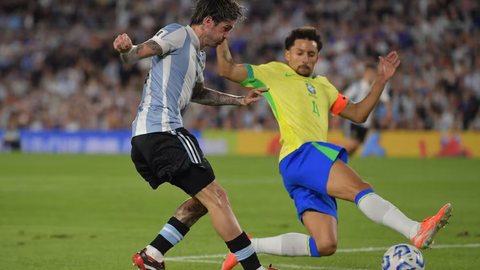 De Paul e Marquinhos em Argentina x Brasil pelas eliminatórias - Foto: Getty Images/ Reprodução/GE