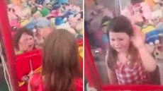 Em vídeo, menina se desespera ao ficar presa em máquina de brinquedos - Imagem: reprodução redes sociais