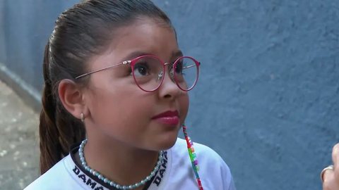 Marina de Almeida, de 8 anos, viralizou nas redes sociais - Imagem: reprodução TV Globo