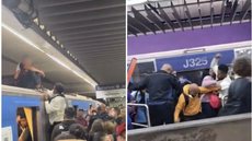 Homem senta em cima de vagão do Metrô e causa confusão na Linha 1-Azul - Imagem: reprodução