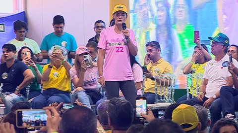 Michelle Bolsonaro defende o marido após polêmica sobre venezuelanas - Imagem: reprodução TV Sergipe