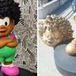 Estátuas da personagem Milena, a primeira protagonista negra da Turma da Mônica; peça de bronze foi vandalizada em Perus, Zona Noroeste de São Paulo - Imagem: Divulgação/Instituto Mauricio de Sousa/GCM