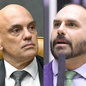 Moraes votou pela condenação de Eduardo Bolsonaro por coação no curso do processo em ação relacionada às investigações da tentativa de golpe de Estado - Imagem: Reprodução