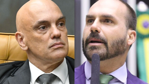 Moraes votou pela condenação de Eduardo Bolsonaro por coação no curso do processo em ação relacionada às investigações da tentativa de golpe de Estado - Imagem: Reprodução