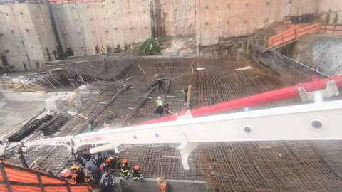Estrutura metálica cedeu durante concretagem de edifício residencial - Imagem: Reprodução