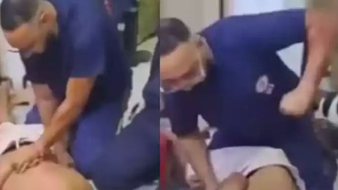 VÍDEO forte flagra motorista do Samu espancando paciente em surto - Imagem: reprodução redes sociais