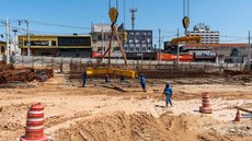Obras da futura estação Guilherme Giorgi, em 02/03/2022 - Imagem: Reprodução / Márcia Alves / Metrô SP