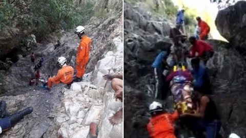 Pedra de cânion despenca e mata mulher na Bahia - Imagem: reprodução redes sociais