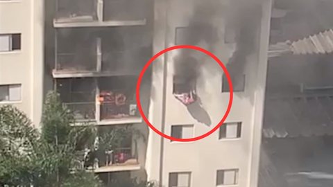 Vídeo desesperador mostra mulher pulando do 6˚ andar para fugir de incêndio em SP - Imagem: reprodução Instagram