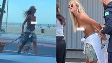 VÍDEO - mulher é presa ao fazer topless em passeio com cachorros - Imagem: reprodução redes sociais