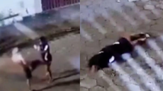 Mulher vítima de agressão é deixada caída na rua - Imagem: Reprodução
