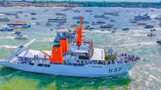 O presidente inaugurou a procissão fluvial por volta das 9h - Imagem: Reprodução / Ricardo Stuckert