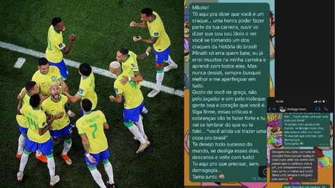 Neymar mostrou mensagens trocadas com Marquinhos e Rodrygo, ambos perderam pênaltis contra a Croácia no último jogo - Imagem: reprodução Instagram @neymarjr